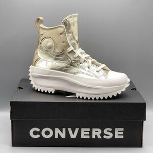Converse Run Star Hike Women's 5.5 Sneakers Platform Gold Metallic Hi Top A10333